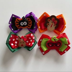 Set of 4 Ribbon Hair Bows
